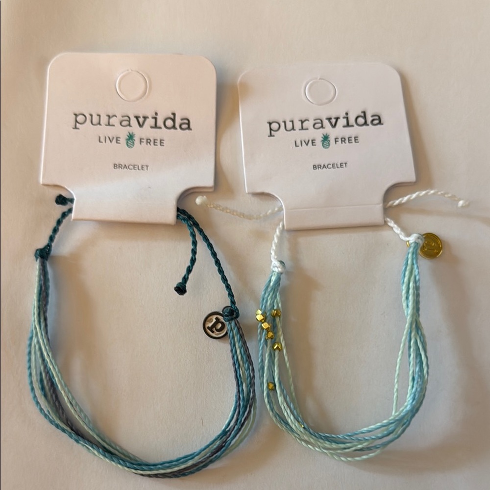 Set of 2 Pura Vida Blue and Teal Bracelets
